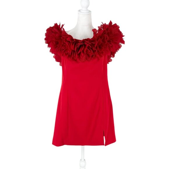 NWT Nadine Merabi Flower Bardot Off Shoulder Mini Dress - Picture 2 of 9